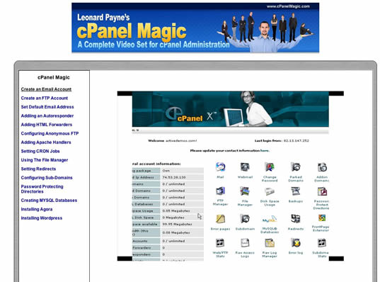 cPanel Video Tutorial Topics Covered